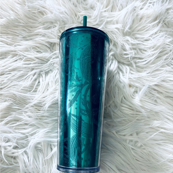 ❗️Starbucks Holiday Christmas Metallic Shimmer Teal Tumbler w/ Straw 24 oz Venti - Picture 4 of 6